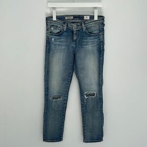 AG Adriano Goldschmied Distressed Stilt Cigarette Crop Jean  Size: 27